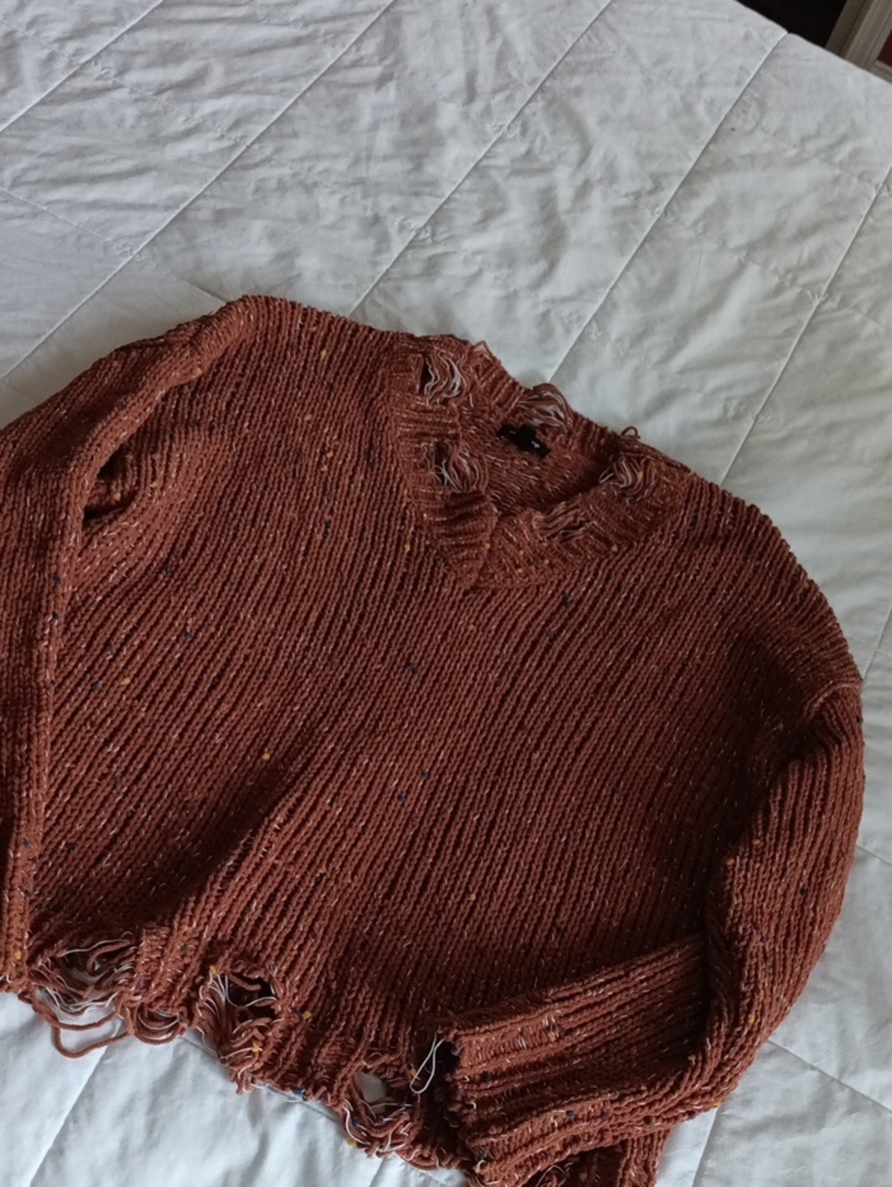 mittoshop Distressed Rust Orange Crewneck Sweater